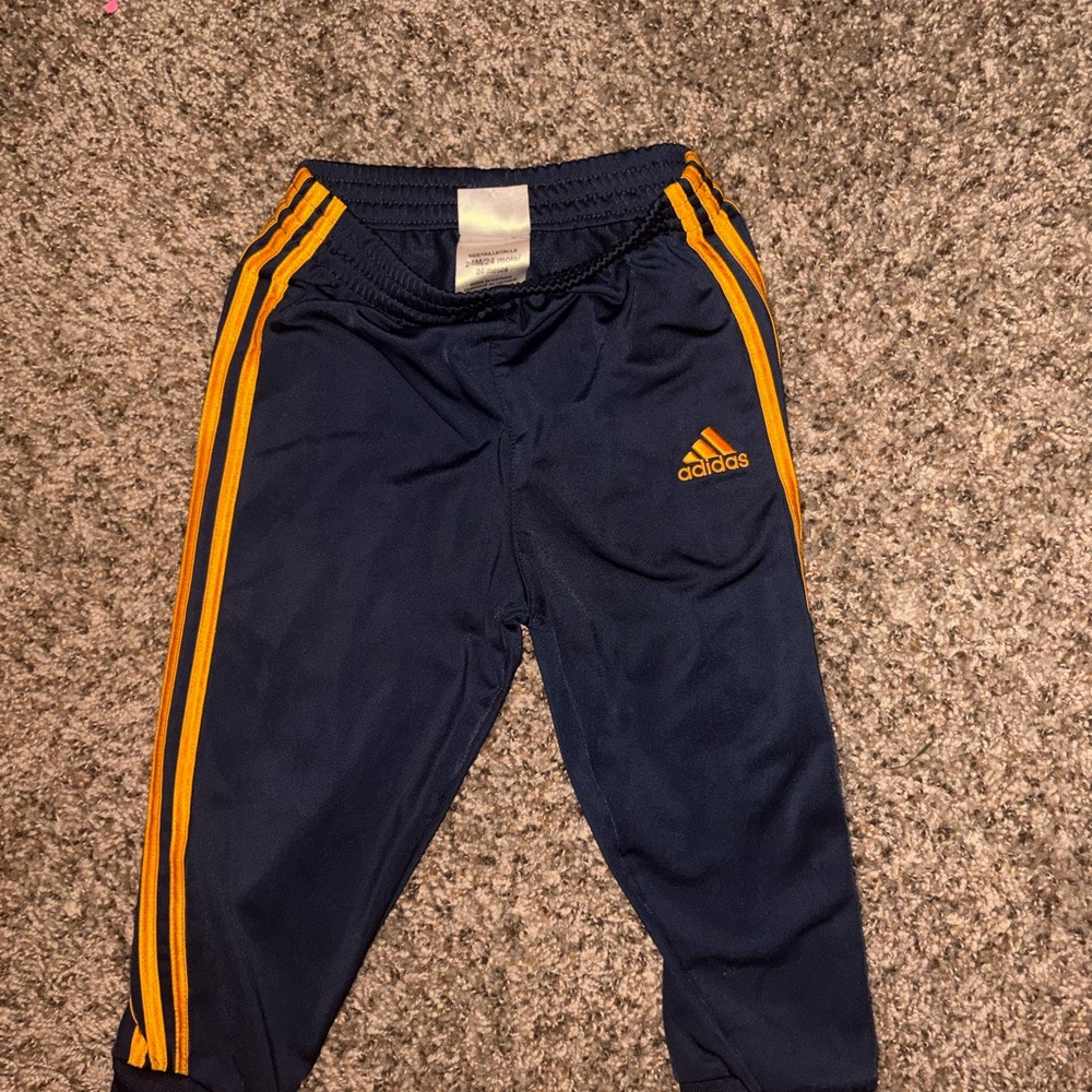 adidas Navy Sweatpants with Gold Stripes